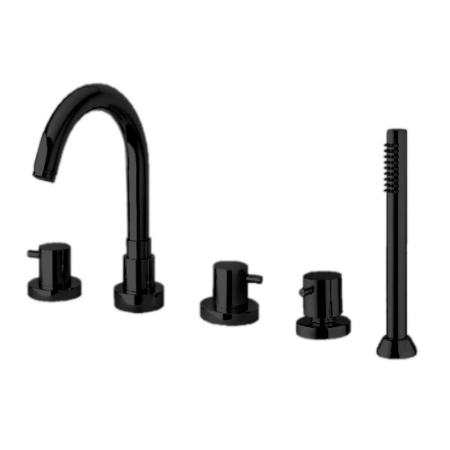 Elba Roman Tub With Lever Handles And Diverter With Hand Held Shower Matt Black