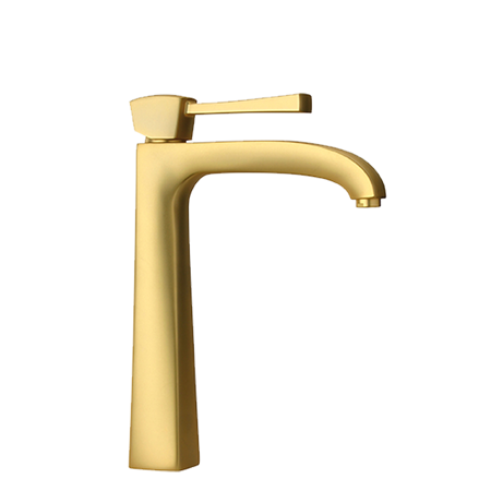 Lady Single Handle Tall Lavatory Faucet With Lever Handle Matt Gold