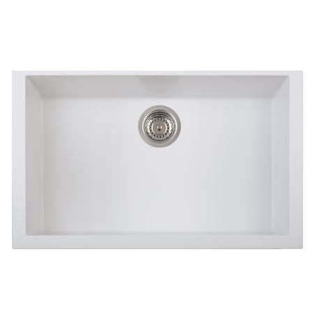 LaToscana Plados 30" x 18" Single Basin Granite Undermount Sink in Milk White
