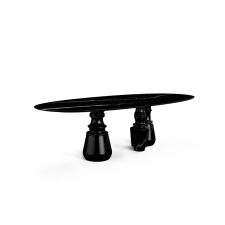 PIETRA OVAL XL NERO MARQUINA DINING TABLE