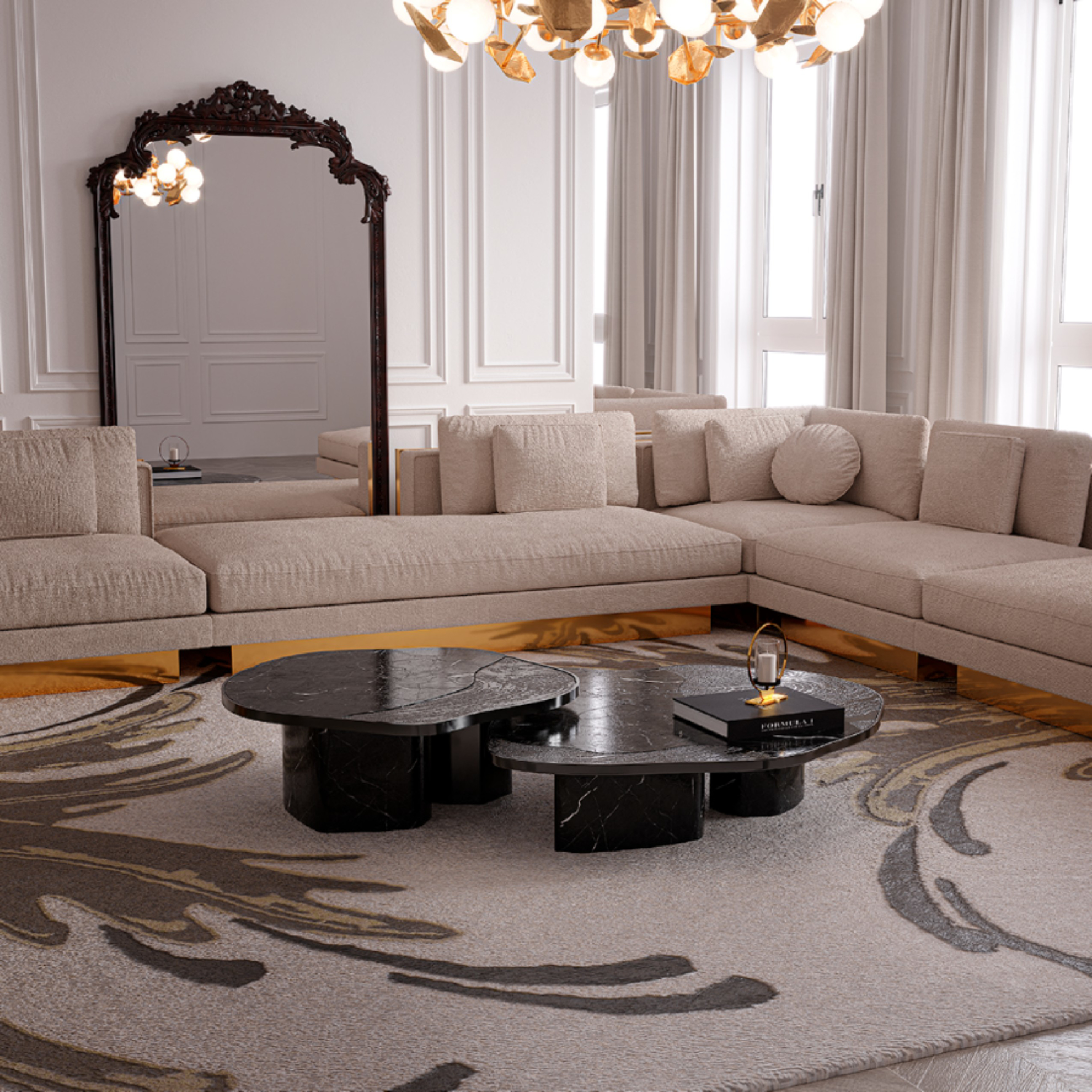 OPHELIA NERO MARQUINA CENTER TABLE BIG - | HINTEX | Home Interior