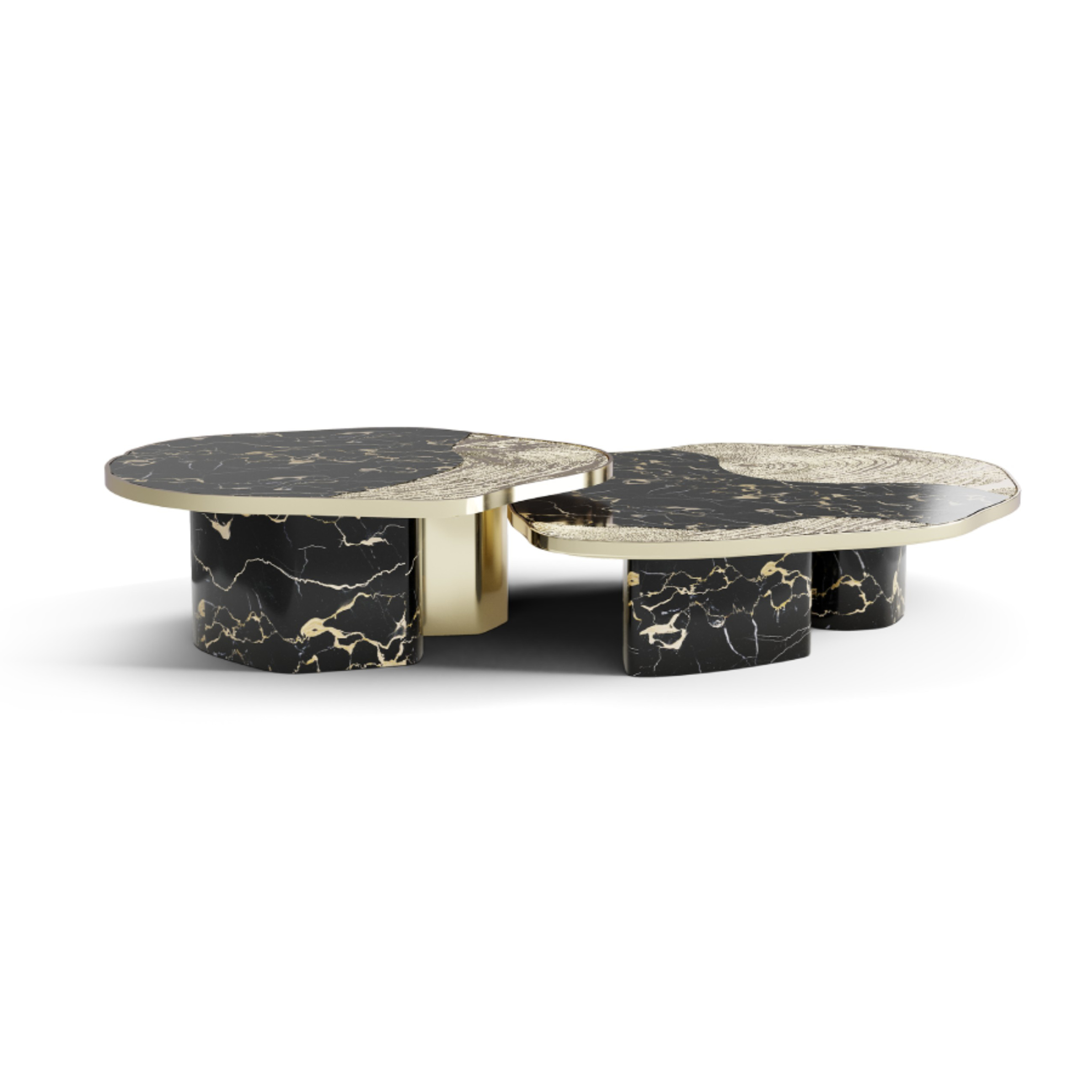 OPHELIA PORTORO MARBLE AND GOLD CENTER TABLE SMALL - | HINTEX