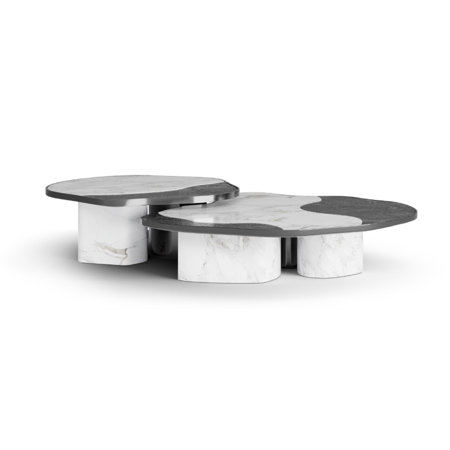 OPHELIA CALACATTA MARBLE AND BLACK CENTER TABLE SMALL