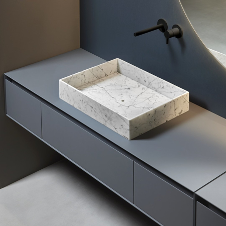 Nabatei Rectangular Top Mount Stone Sink