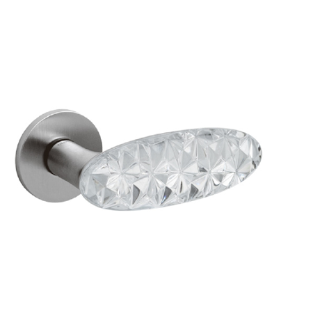 Crystal Diamond Satin Chrome + Transparent Glass Handle