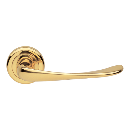 Aria  Italian Contemporary Door Handle, Polished Brass