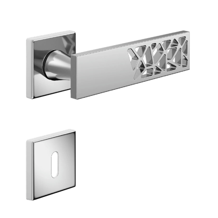 Aretè 02 on Rose and Escutcheon P Power Satin Chrome Handle