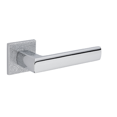 Chaves Leather Lever Handle, Bright Chrome