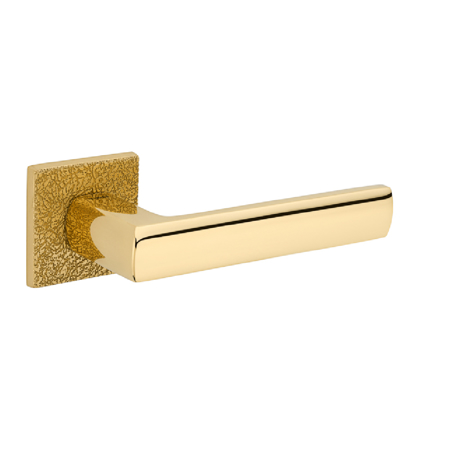 Chaves Leather Lever Handle, Satin Brass