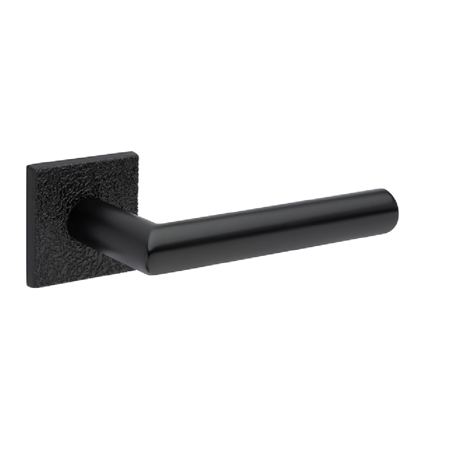 Silves Leather Lever Handle, Black Pearl