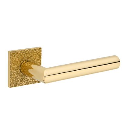 Silves Leather Lever Handle, Satin Brass