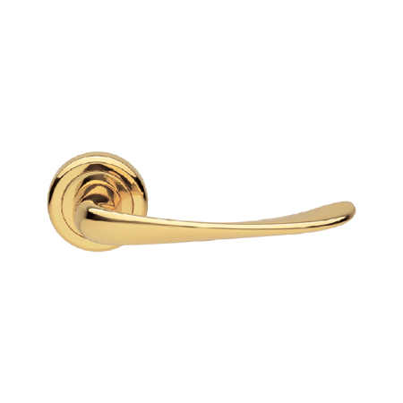 Aria  Italian Contemporary Door Handle, Polished Brass