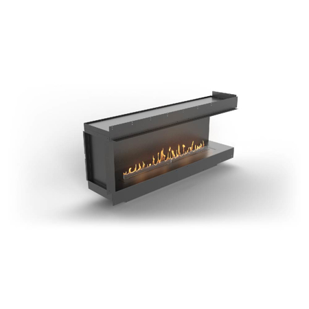 Right Corner Bioethanol Fireplace with FLA4 58 5/8" Burner, Forma 72"