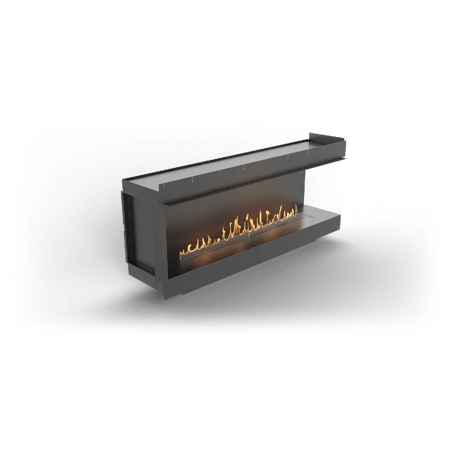 Right Corner Fireplace With FLA4 58.7" Burner, Forma 72"