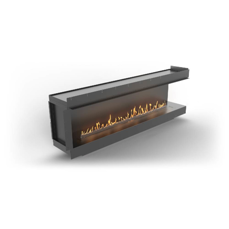 Right Corner Fireplace With FLA4 78.3" Burner, Forma 92"