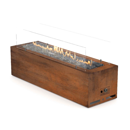 Outdoor Freestanding Linear Manual Gas Fireplace  Galio Corten