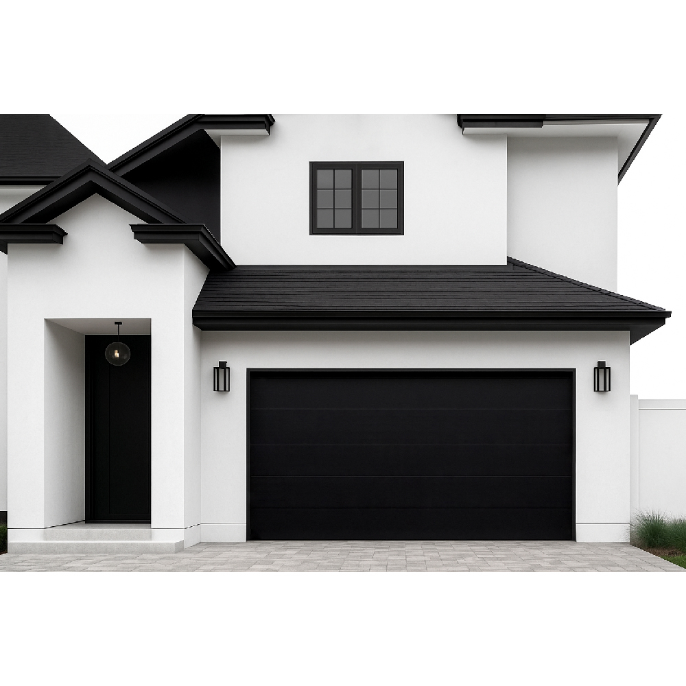 Black Smooth Steel Insulated Garage Door | Durable & Modern