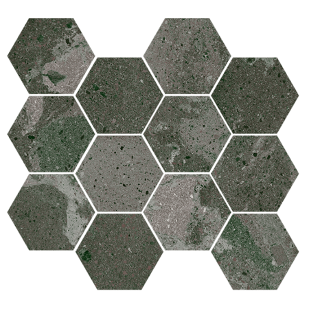 Lithops Hopi Stamp Nat. Mosaico Hexagonal 11,02”x11,81” Porcelain TIle