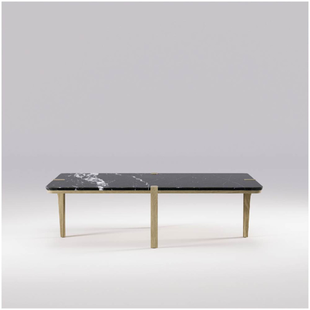 Corner Coffee Rectangular Table Oak Premium Marble