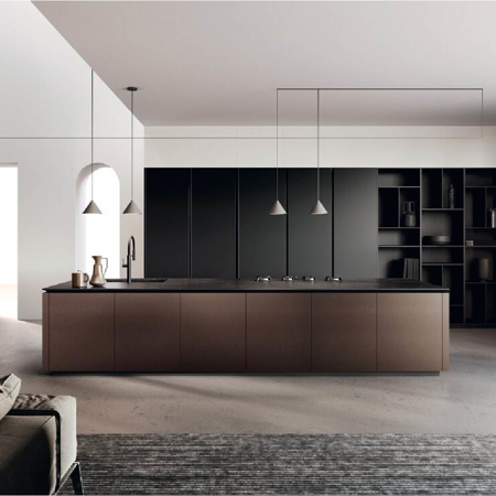 Modern Italian Glass & Aluminum Kitchen Design Lab