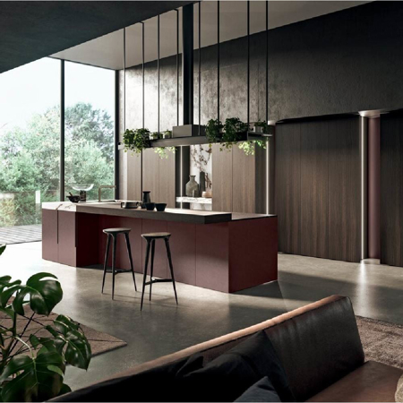 Architectural Italian Metal Kitchen with Open Plan Design Vogue