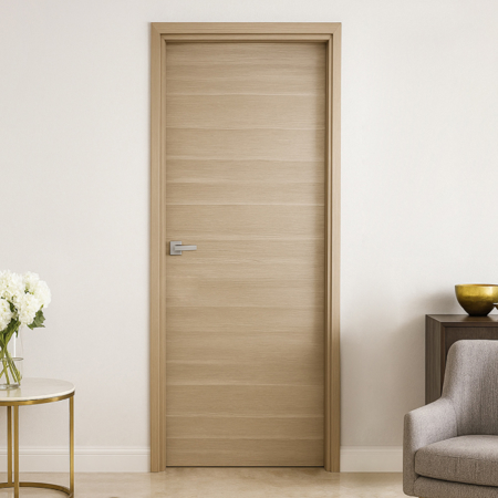 Solid Interior Wood door White Oak Urban Vetro 2'-4" x 6'-8" Pre-Hung Right