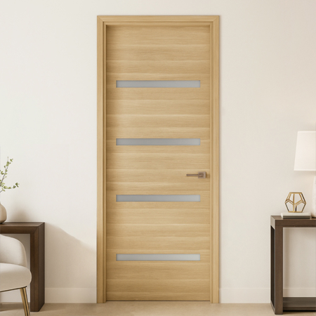 White Oak Interior Door Urban Vetro 2'-6" x 8'-0" Pre-Hung Left