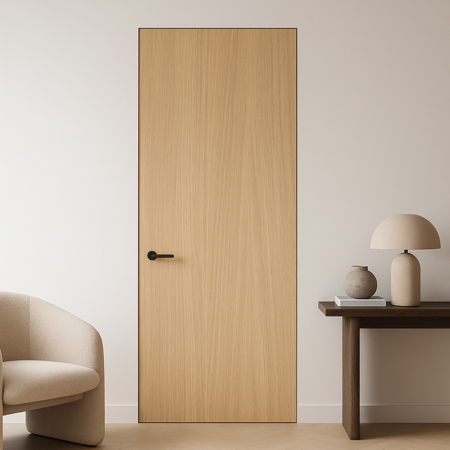 White Oak Flush with Wall Modern Interior Door Filo Muro 3'-0" x 9'-0" Right