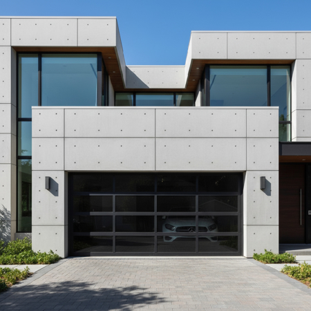 Full View 16' x 8' Glass Garage Door Alumi Black