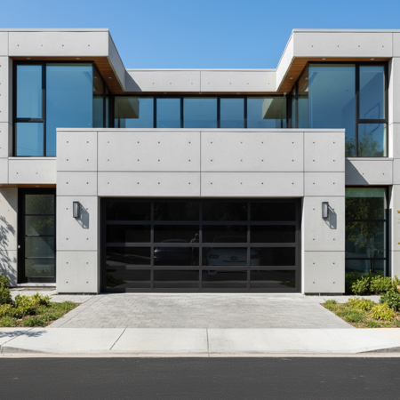 Full View 8' x 8' Glass Garage Door Alumi Black