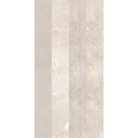 Italian Porcelain Mosaic Carrière du Kronos Bruges Texture Mix 2" x 16" 3/8" Natural