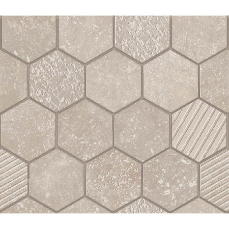 Italian Porcelain Mosaic Carrière du Kronos Bruges Exa 10"X11 5/8" 3/8" Natural