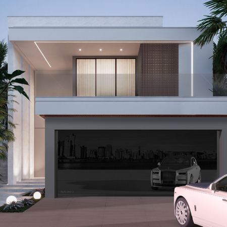 Graphite Grey Moderno Frameless Glass Garage Door 8' x  9'