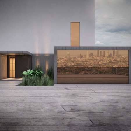 Frameless Glass Garage Door Moderno Bronze 8' x 9'