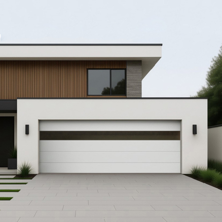 Contemporary Garage Door White Sand 16' x 8'