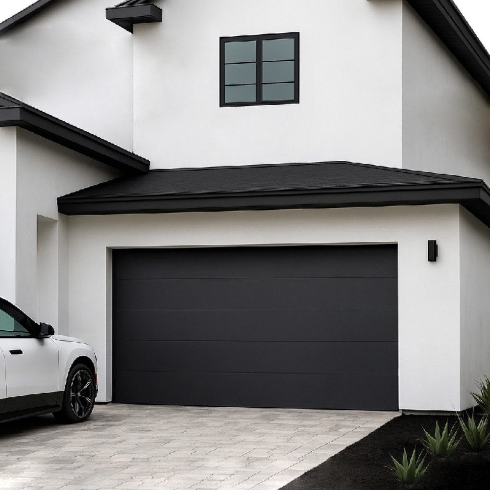 Black Smooth Steel Insulated Garage Door | Durable & Modern