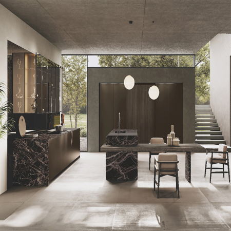 Modern Italian Aluminum Tech Kitchen Bluna