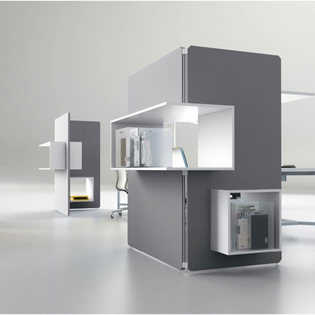 Hub Self-Standing Partition with Shelves