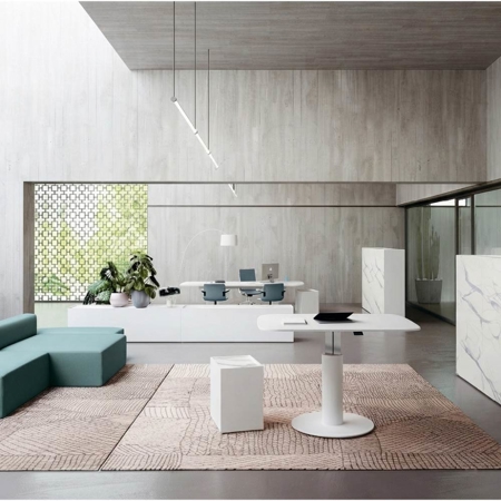 Meet Up Height-Adjustable Meeting Table, White