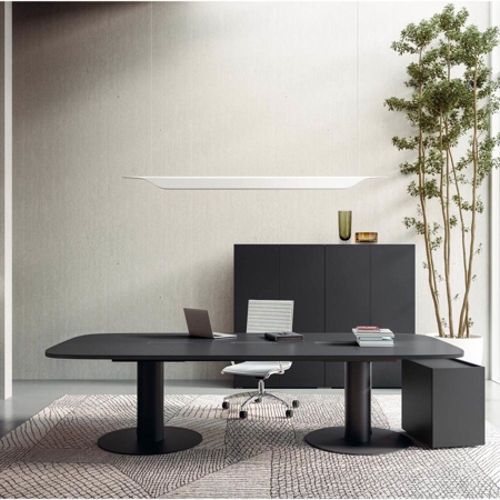 Meet Up Height-Adjustable Meeting Table, Black