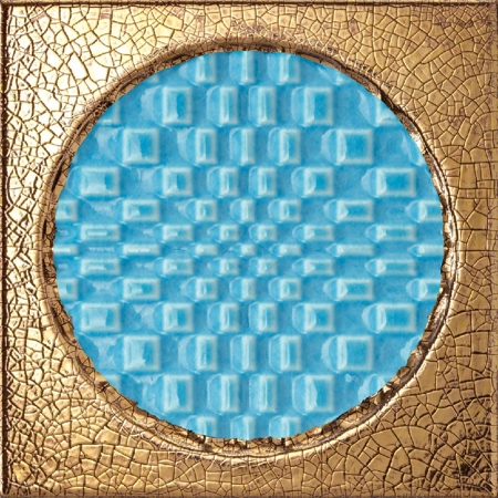 Città di Faenza Geo Oro Azzurro 6" x 6", 3/8" Glossy Ceramic Tile