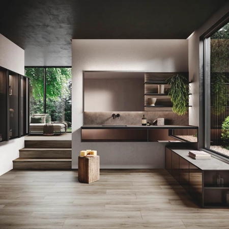 Modern Bronze Glass Bathroom Vanity Avola Vetro