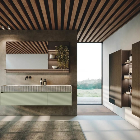 Modern Sage Green Bathroom Vanity Bluna Laccato Opaco
