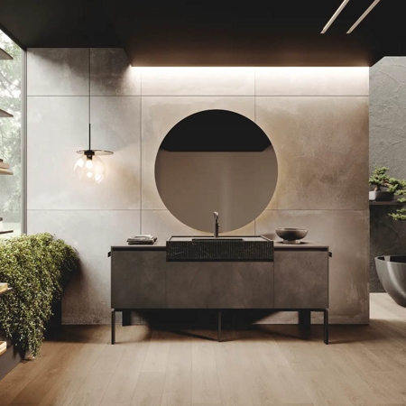 Contemporary Italian Floating Vanity Bluna Metal