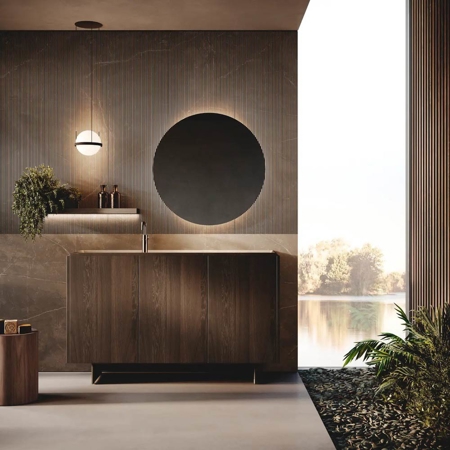 Italian Wood Freestanding Bathroom Vanity Scava Legno