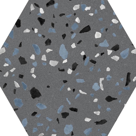 Abstract Graphite Hexagon 8" x 9", 3/8" Matt Porcelain tile